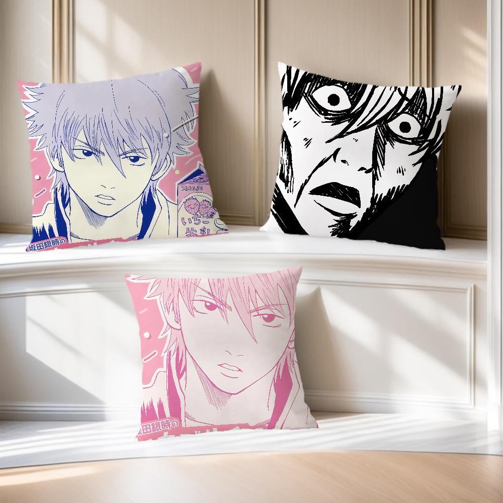 Anime Comic Funny Pink Art Gintoki Sakata Meme Comfortable Soft Pillow Case For Sofa Living Room Home Decor Protective Covers