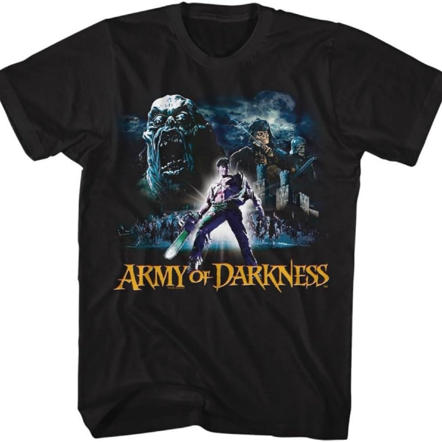 

Army of Darkness Night Sky Adult Black Short Sleeve T-Shirt 90s Dark Comedy Vintage Style Graphic Tees XXXXXL чорний