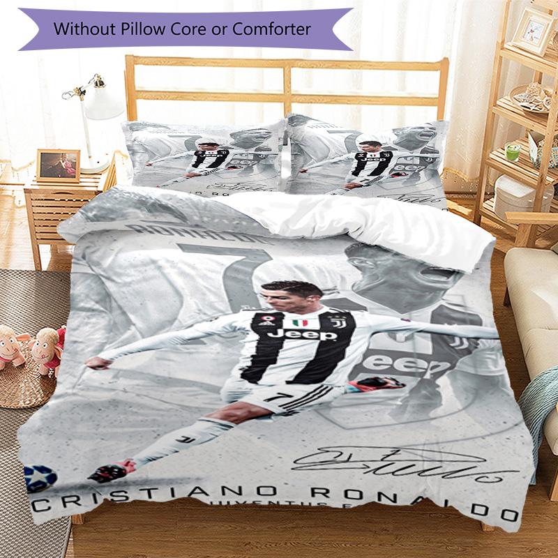 Ronaldo's Cristiano Ronaldo's Journey Bedding Set, Breathable Duvet Cover with Pillowcases, Soft Bed Linen for Bedroom Home Decoration, Perfect Festiv