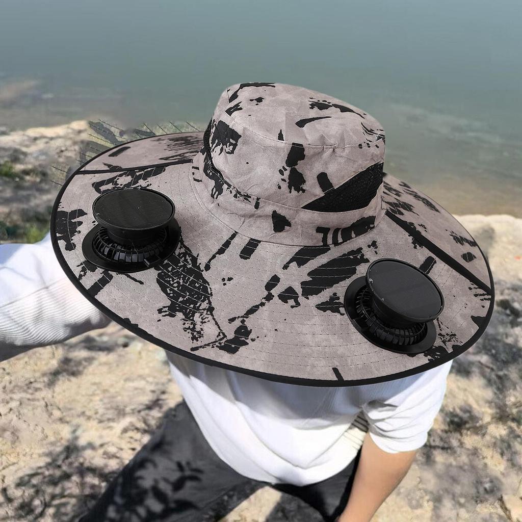 Solar Fan Hat Fishing Hat with Solar Powered Fans Wide Wing Solar Fan Cap USB Solar Fan Adjustable Outdoor