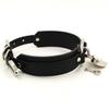 Choker Heart Collar Padlock Ring PU Leather Black (Black & Silver)