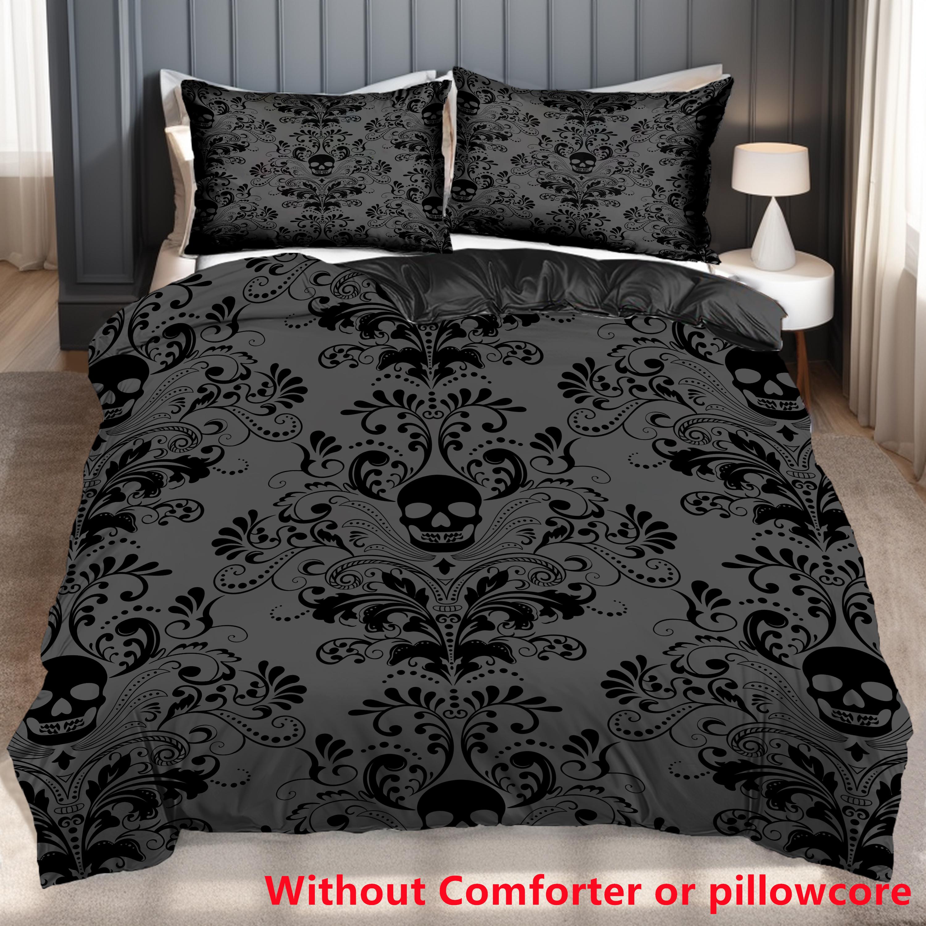 

Skull Figure 3D Printed Quilt Cover Set No Filling Black Gothic Vintage Bedding Cover Pillowcase Home Textiles Duvet Cover Sets 135x200cm 2pcs