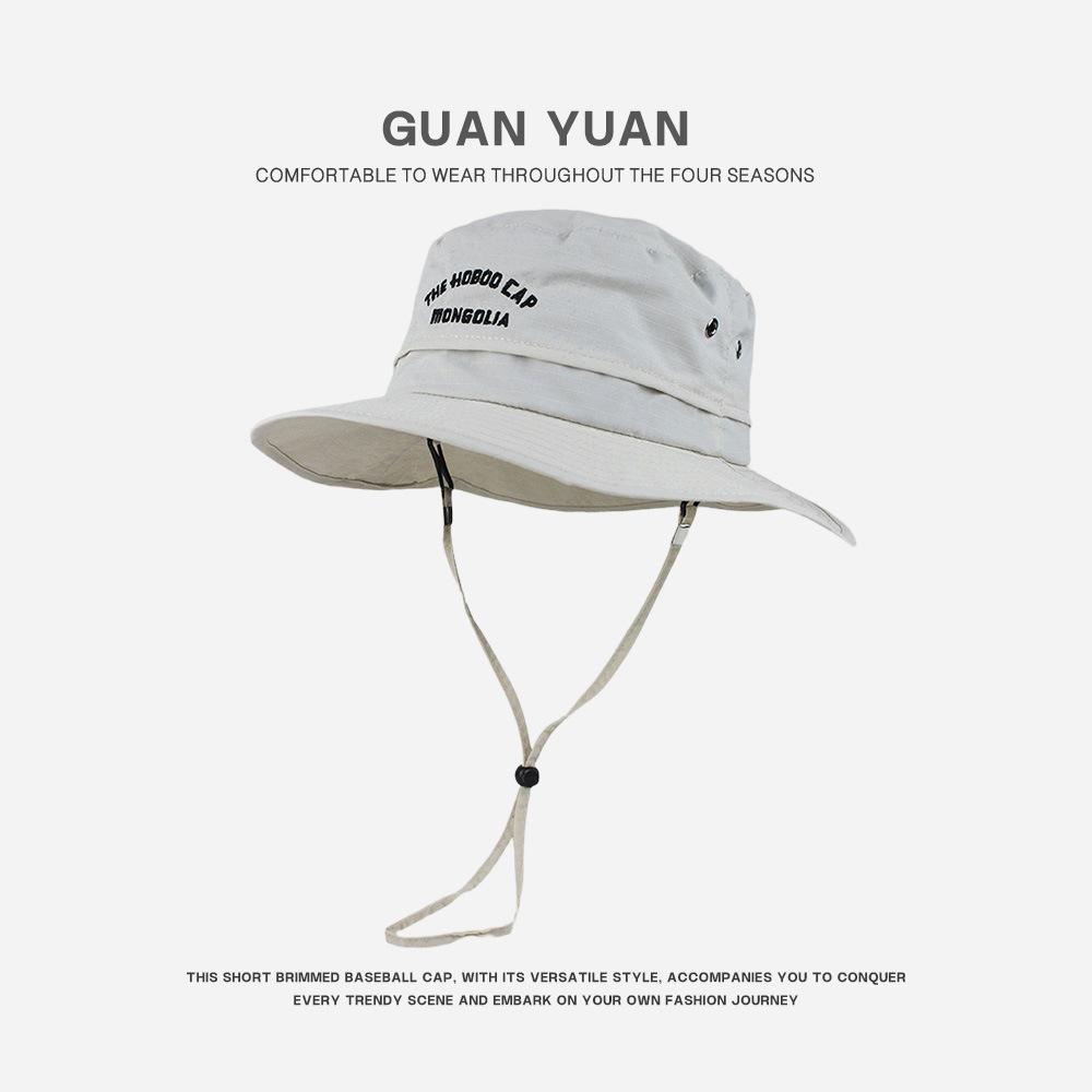 Unisex Wide Brim Bucket Hat Quick Dry Breathable Embroidered Adjustable Chin Strap Outdoor Sun Protection Hat For Men Women