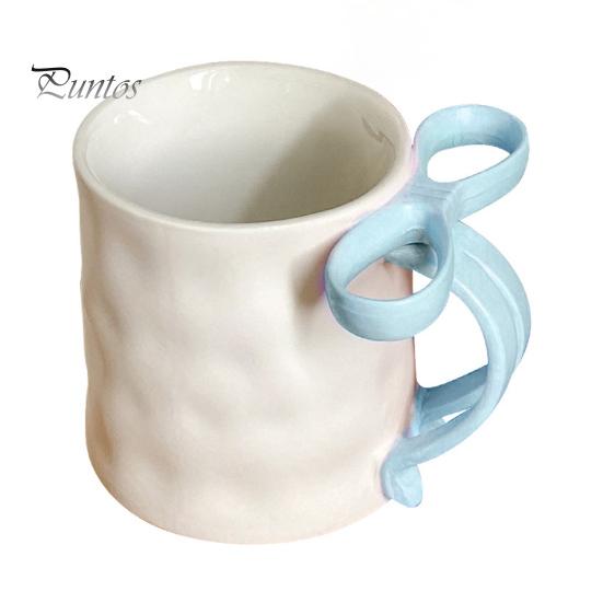 

Керамічна кавова кружка Елегантна чайна чашка для жінок Святкова кружка для пиття з бантом з ручкою-стрічкою Кружка для гарячих/холодних напоїв Подарунки на День святого Валентина, День народження синій