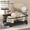 25th Anniversary Double-Layer Bowl & Plate Drying Rack with Draining Tray and Carbon Steel Varnish