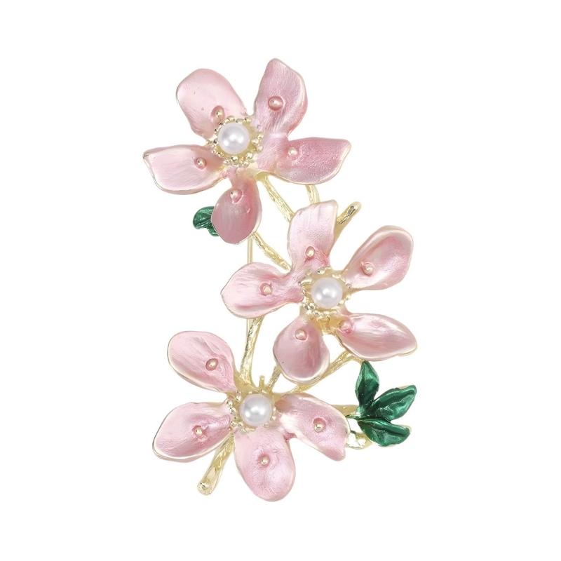 Peach Flower Adornment Formal Event Jewelry Handmade Flower Clothing Jewelry Alloy Texture for Special Occasions