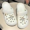 Silver Metal Clogs Decorations Summer 2026 New Design White Bowknot Women Shoes Charms Set DIY Flower Crystal Shoes Accessories