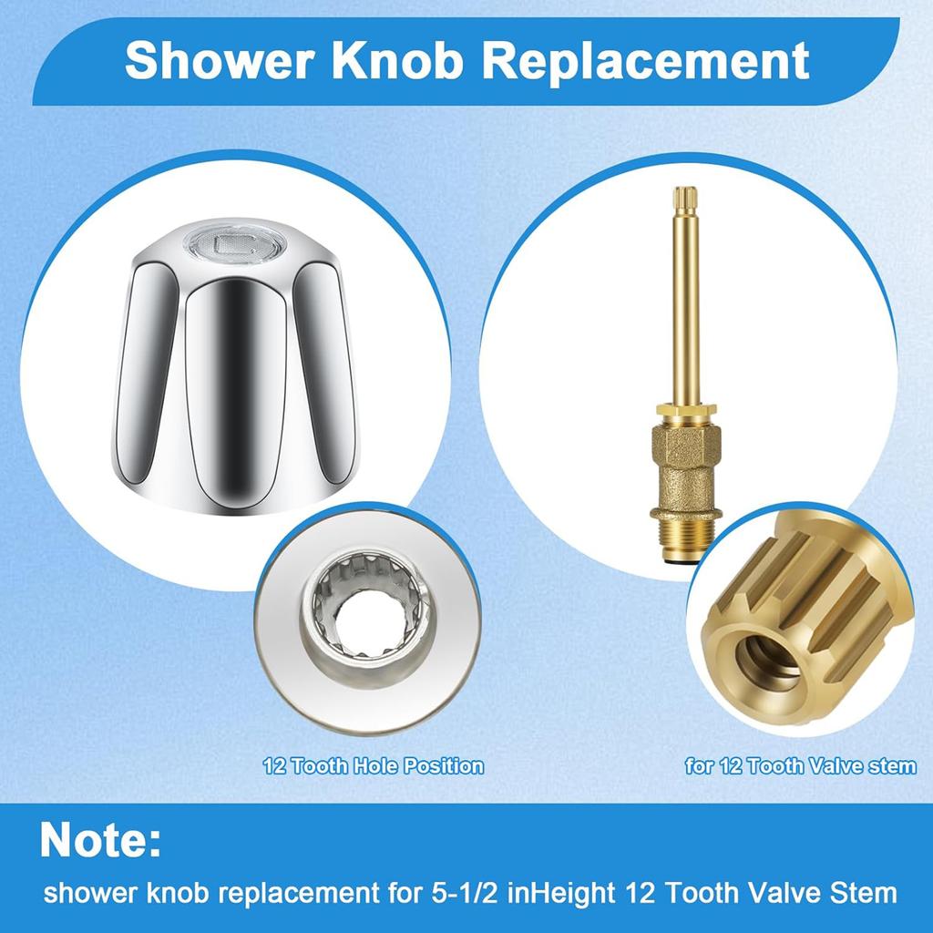 3Pieces Multipurpose Shower Knob Replacement Set Banthroom Accessory With Tub Faucet Handles In Matte Designs Finish