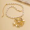 Elegant Big Rose Flower Pendant Choker Necklace for Women Bridal Goth Imitation Pearl Adjustable Chain Aesthetic Y2K Wed Jewelry