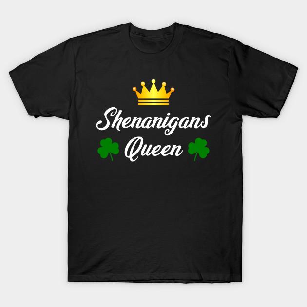 Men Black Print T-shirt Shenanigans Queen No-Cut Transfer Paper Print Cotton Tshirt 2XL
