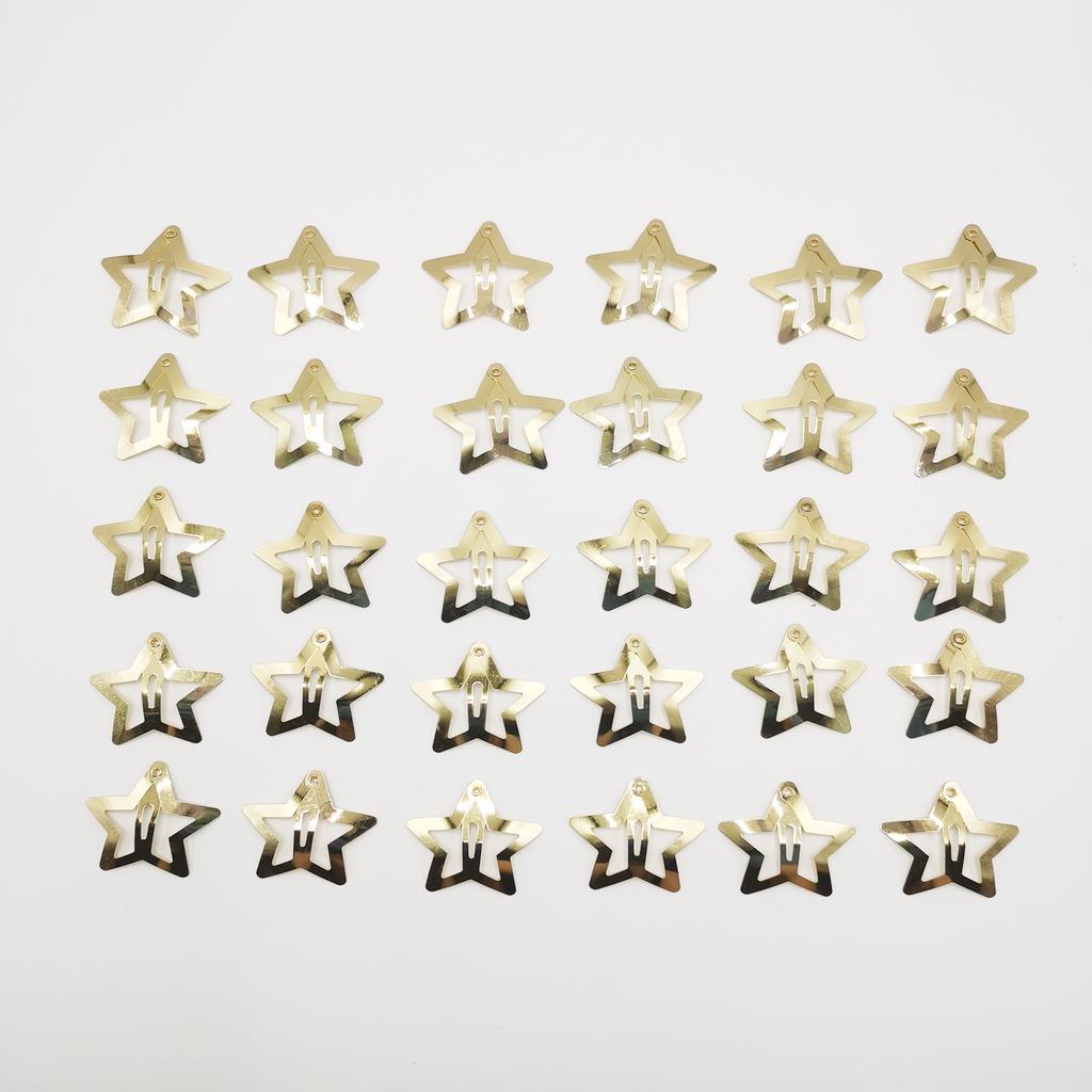 30 Pcs Gold Star Hair Clips 1.2 Inch Vintage Y2K Metal Snap Clips for Women Girl Hollow Punk Hair Accessories