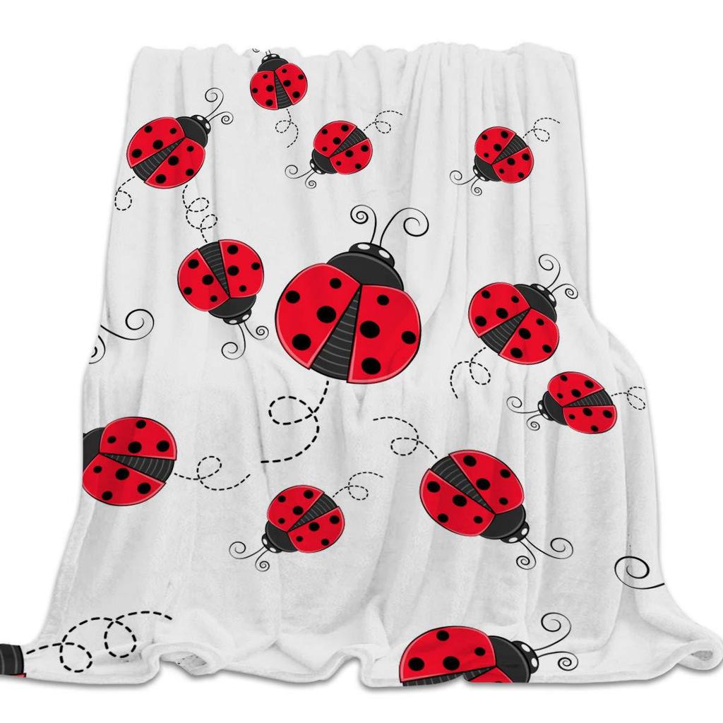 Red Ladybug Blanket Soft Warm Flannel Blanket Bed Sofa Car Blanket Ladybug Print Blanket Shawl Blanket