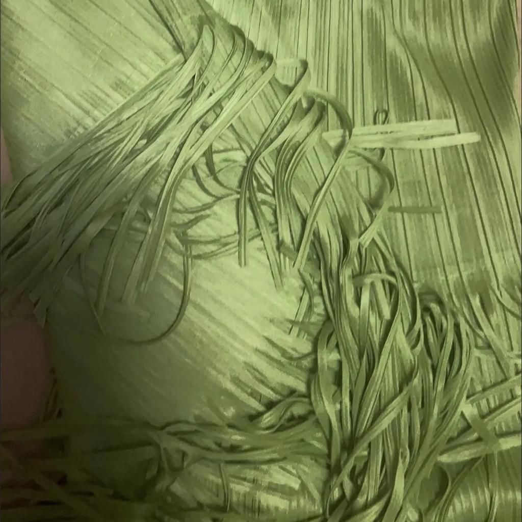 Summer Green Fringe Sexy Pleated Skirt for Women Fashion Party Wear