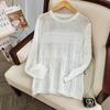Spring/Autumn Korean-Style White Hollow Knit Loose Sweater for Women
