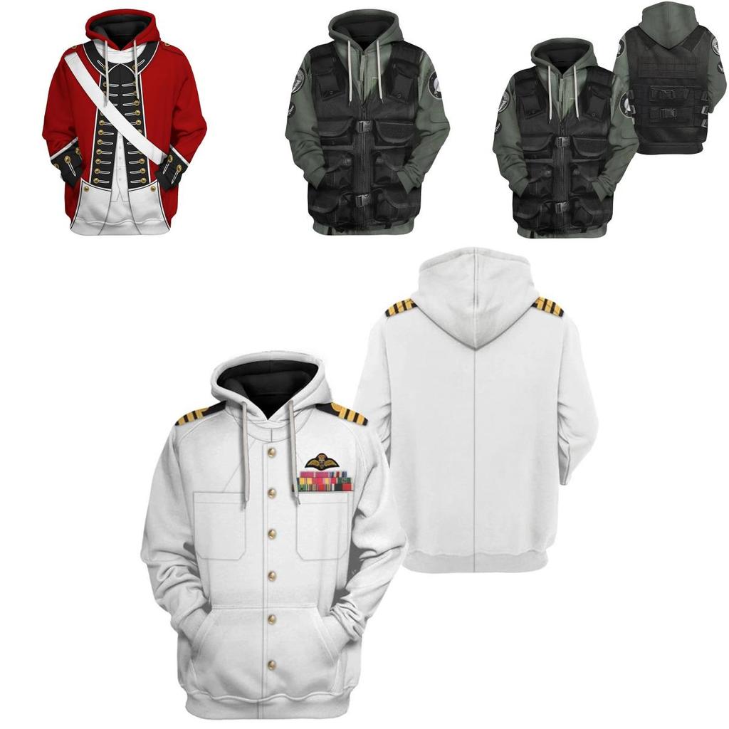 Historical Army Uniforms 3d Pattern Hoodie Cosplay Sweatershirt For Men And Women