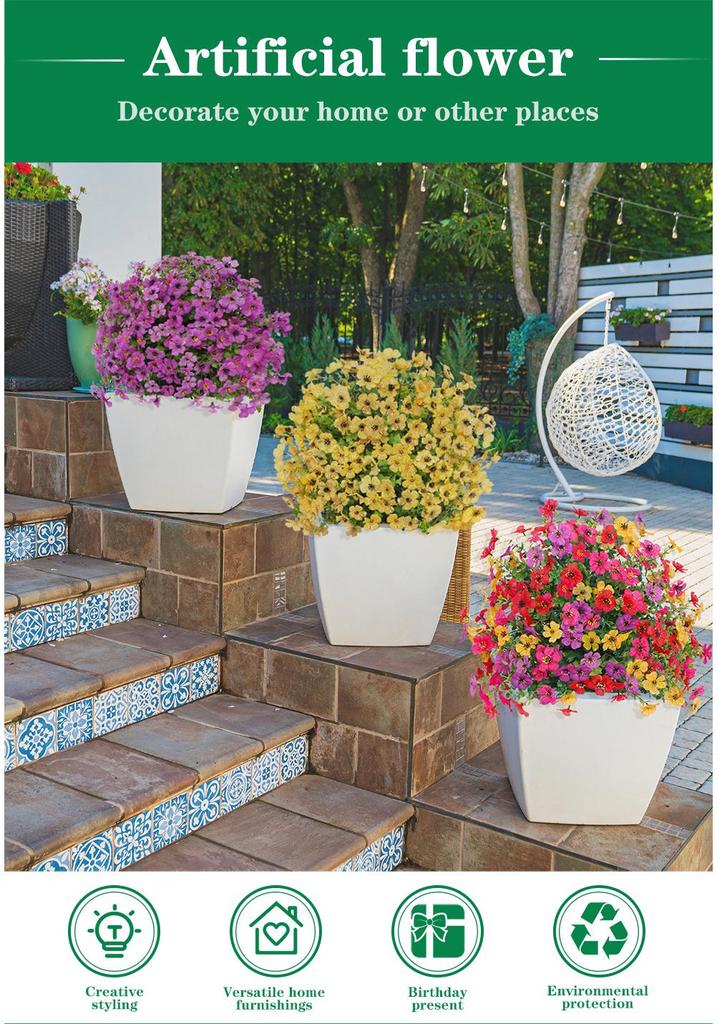 Violet Eucalyptus Garden Stake: Realistic Faux Flower Decoration with Ground Peg