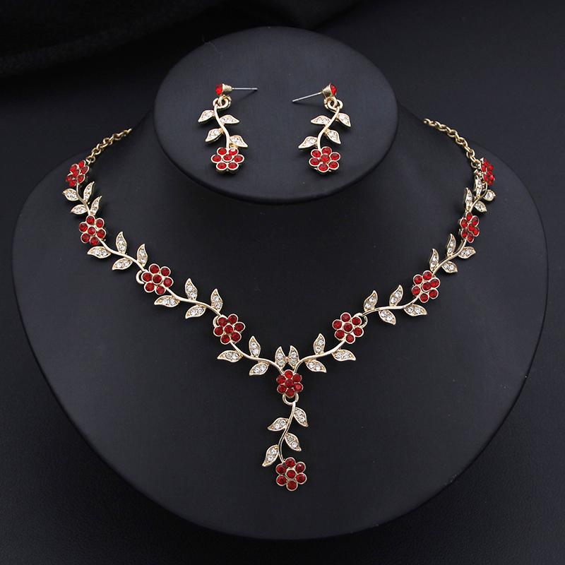 Fashion Pendants Necklace Earrings Sets for Women Flower Jewelry Set Bridal Wedding Choker Necklace Set Accessories