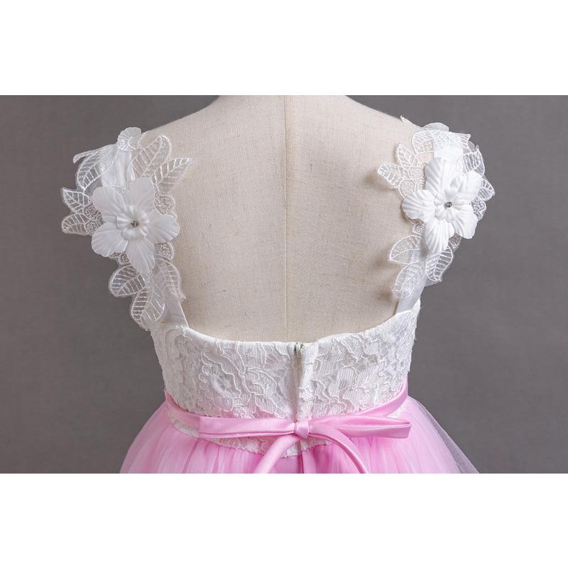 Mädchen Rosa Träger Tüll Prinzessinnenkleid Kinder Festliches Kleid