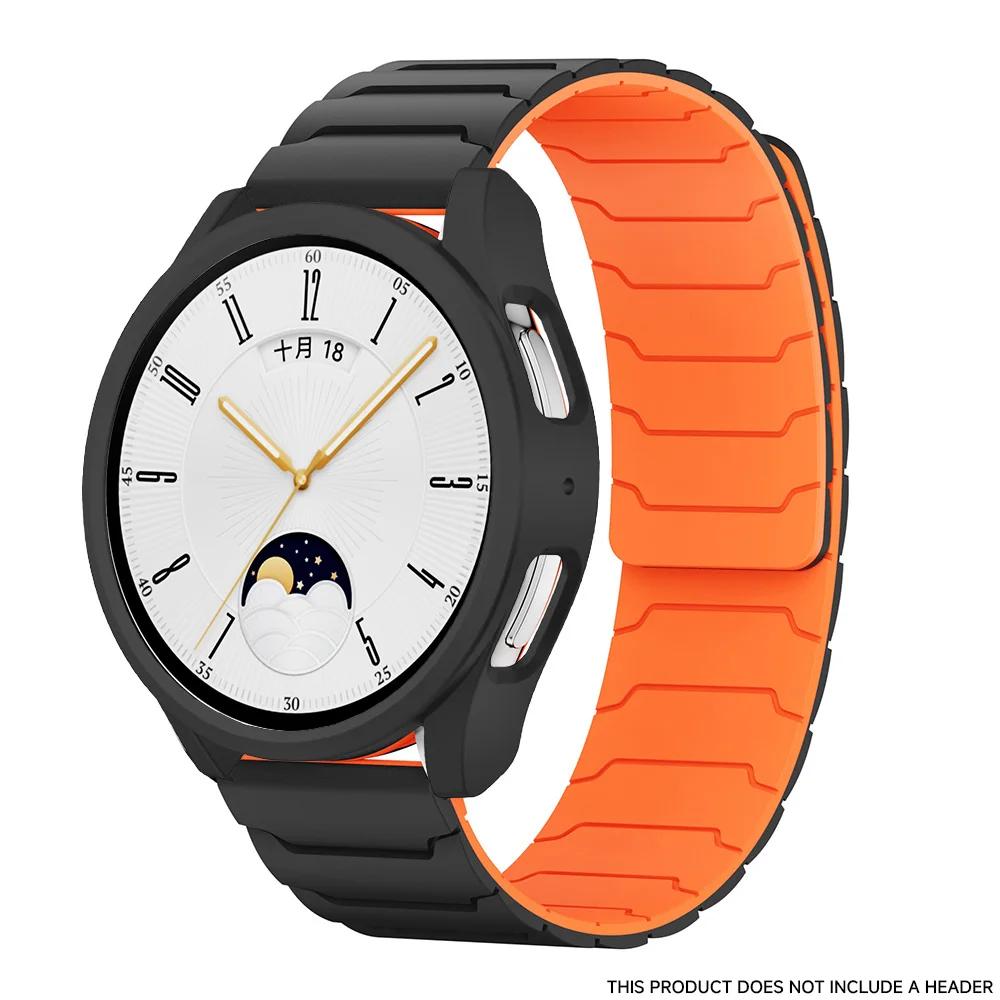 Magnetic Strap + Case For Samsung Galaxy Watch 7/6/5/4 40mm 44mm PC Hollow Protector Bumper Cover Magnetic Silicone Watchband