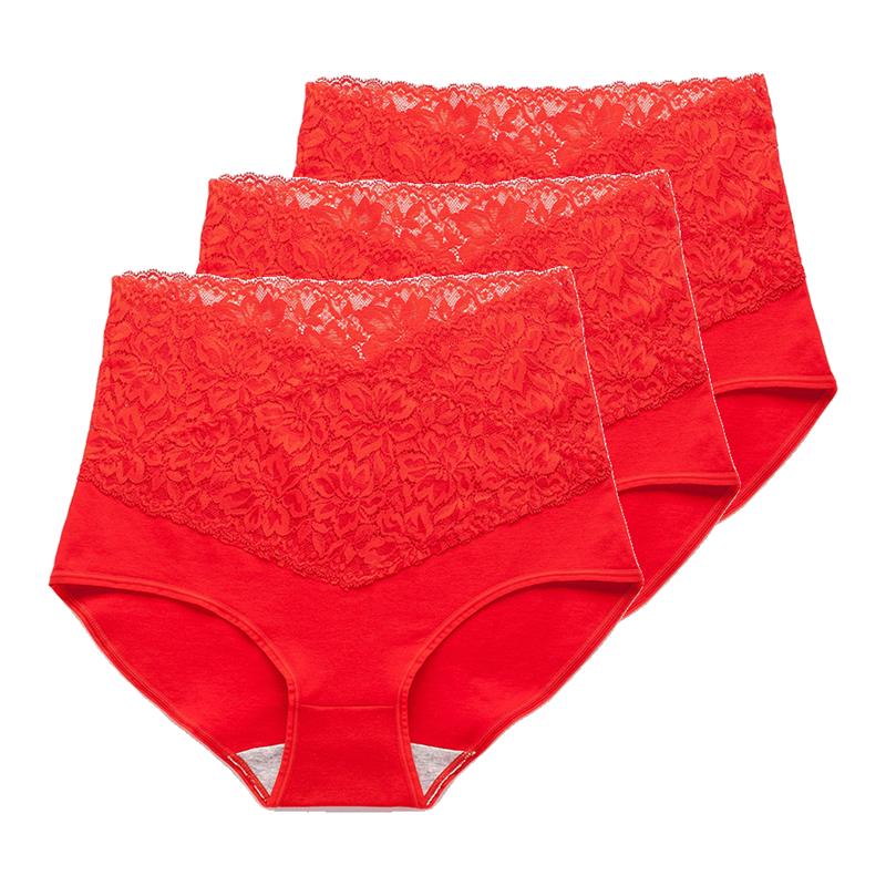 Underwear For Women Lace High Waist Briefs Tummy Control Butt Lift Sexy Large Size Cotton Panties