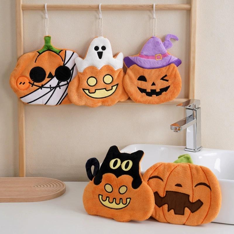 Halloween Handtücher Ultra Saugfähig Korallenfleece Kürbis Geist Pirat Handtuch Mit Aufhängeschlaufe Für Zuhause & Küche