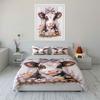 Cute Calf With Floral Decoration Duvet Cover Set With 3D Printing Design Soft Polyester Bedding Set All-Season Comfort