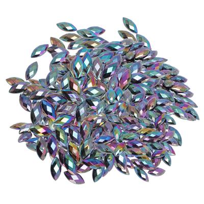 1 Bag 500Pcs Flatback Rhinestones Horse Eye Shape Artificial Resin Rhinestone for Crafts Decoration 7x15mm Light Black