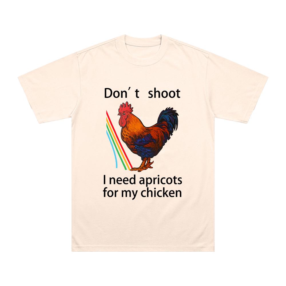Ne tirez pas J'ai besoin d'abricots pour mon poulet Impression de dessin animé T-shirt Raiders de l'Arc Jeu Chaud T-shirt Hommes Femmes Coton Manches Courtes Haut