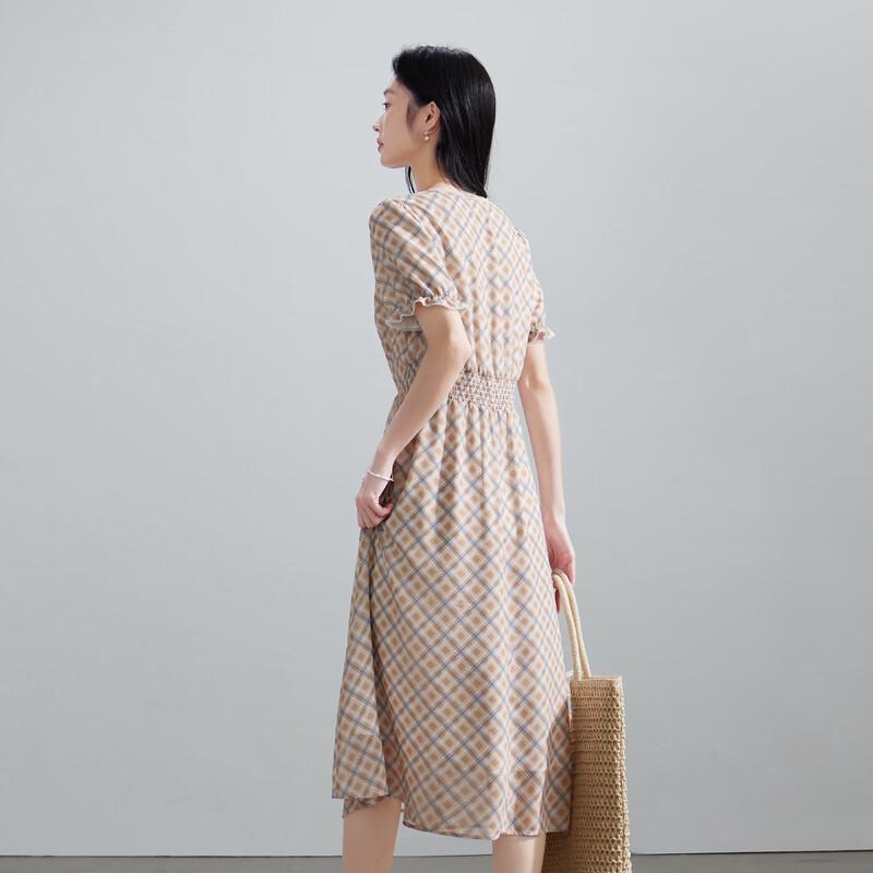 SOFSIL Retro Plaid A-line V-neck Dress