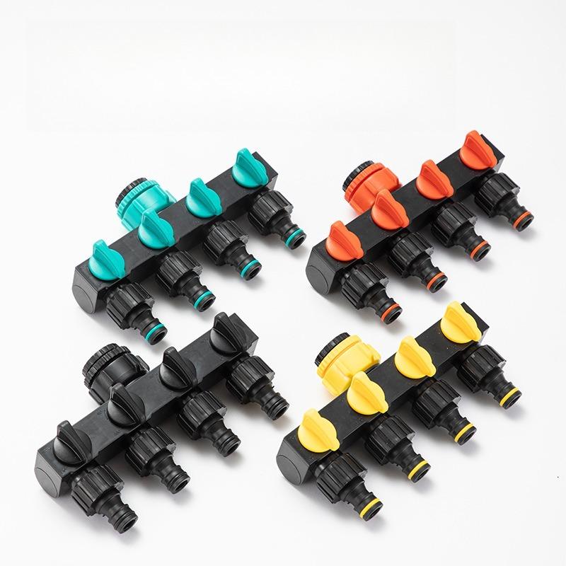 1PC Outdoor Garden Four-way Water Separator with Switch Four-way Valve Door One-in Four-out Water Separator Diverter