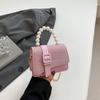 Simple, Shiny and Fashionable Spring New Solid Color Texture Pearl Portable Chain Crossbody Women's Small Square Bag