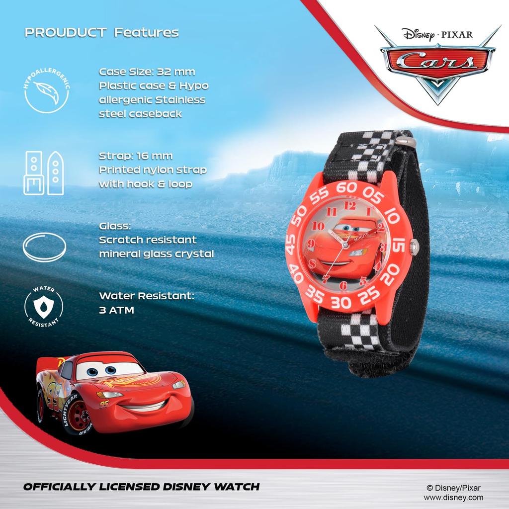 Disney Orologio Cars Saetta McQueen Rosso Nero W001679