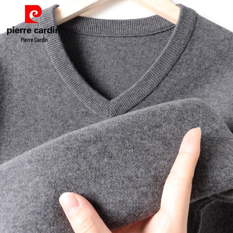 Pierre Cardin Men's Thickened V-Neck 100% Wool Sweater