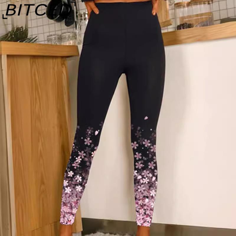 BITCED Women's Stretch Leggings High-Waisted Casual Positioning Printed Fashion Yoga Pants