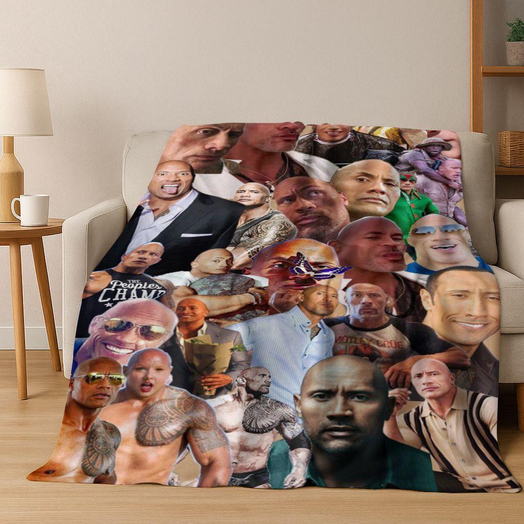 Strong The Rock Dwayne Johnson Art Flannel Blanket,Cozy Soft Throw Blanket for Home Bedroom Bed Sofa Picnic Office Cover Gift