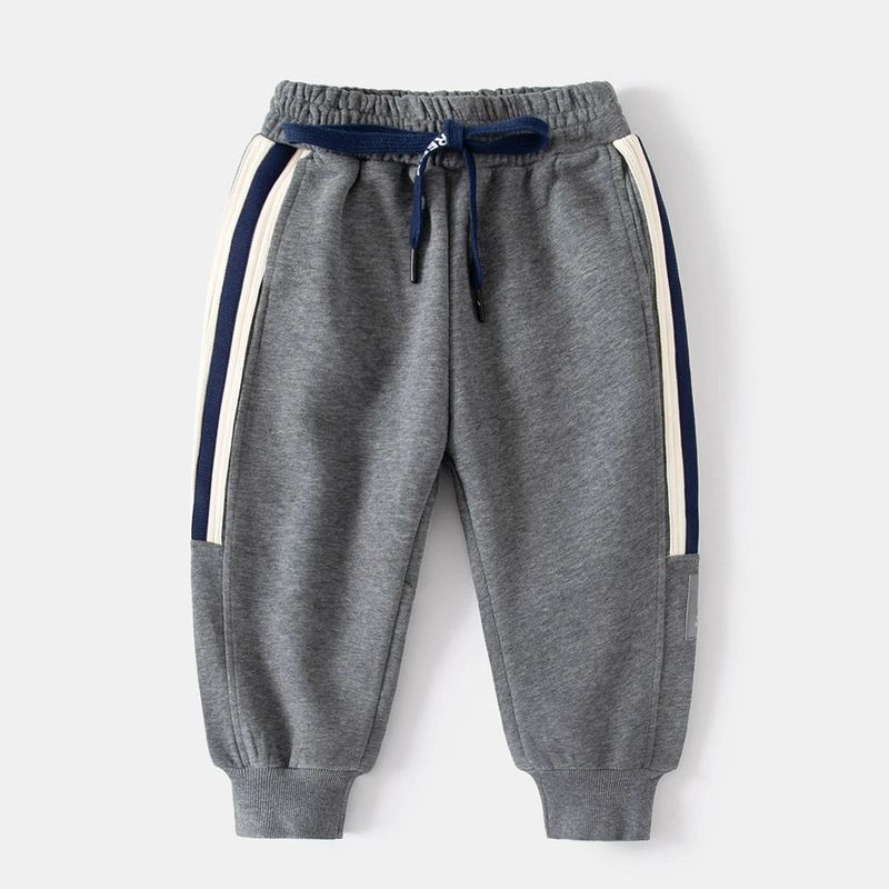 Spring and Autumn Korean Style Children s Clothing Boys Drawstring Thick Sweatpants Jogger Pants for Young Children Dark gray 140