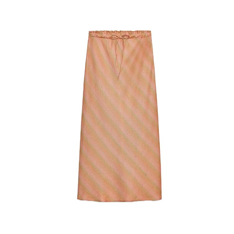 Summer New Product Women's Clothes Simple Lace Trim Linen Blended Mid Waist A- line Hem Midi Dress 4786111