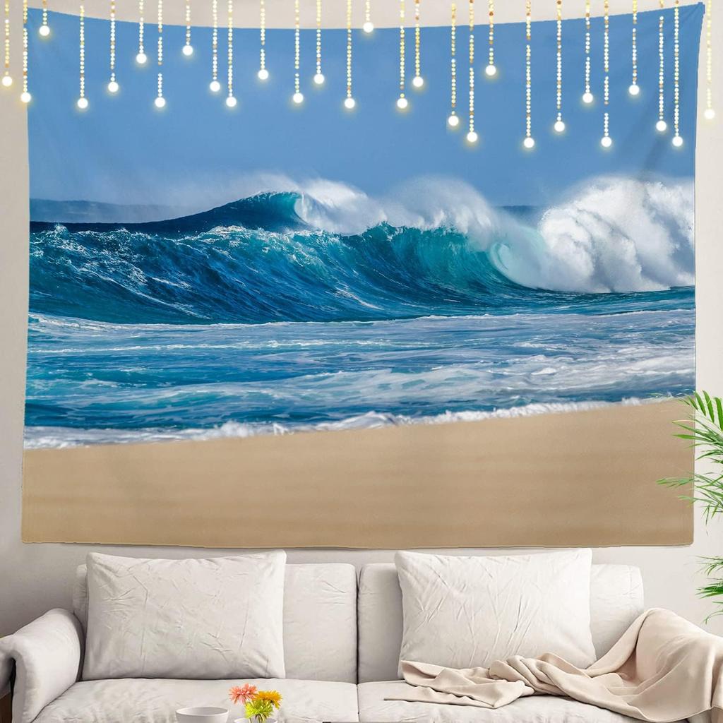 Shrahala Ocean Wave Tapestry Nature Wall Hanging Large Psychedelic Tapestry for Bedroom Living Room Dorm Black and White