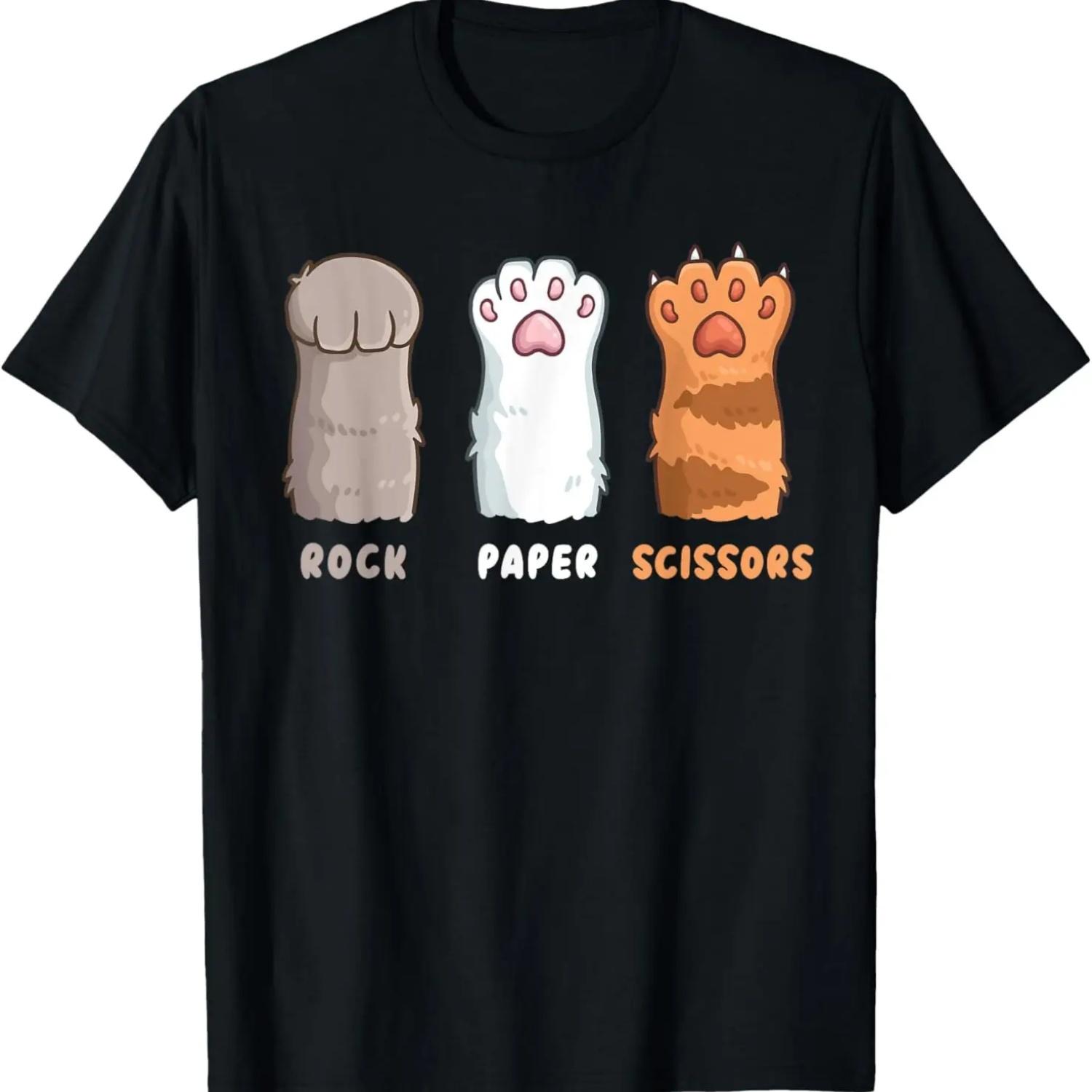 

Cat Lover Cat Owner Funny Cat Rock Paper Scissors T-Shirt S