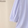 ZANZEA Women Casual Square Neck Loose Summer 3/4 Sleeve Blouse