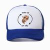 Funny Wake Up Act Silly Cat Print Graphic Baseball Cap Hip Hop Summer Mesh Breathable Trucker Hat Casual Fashion