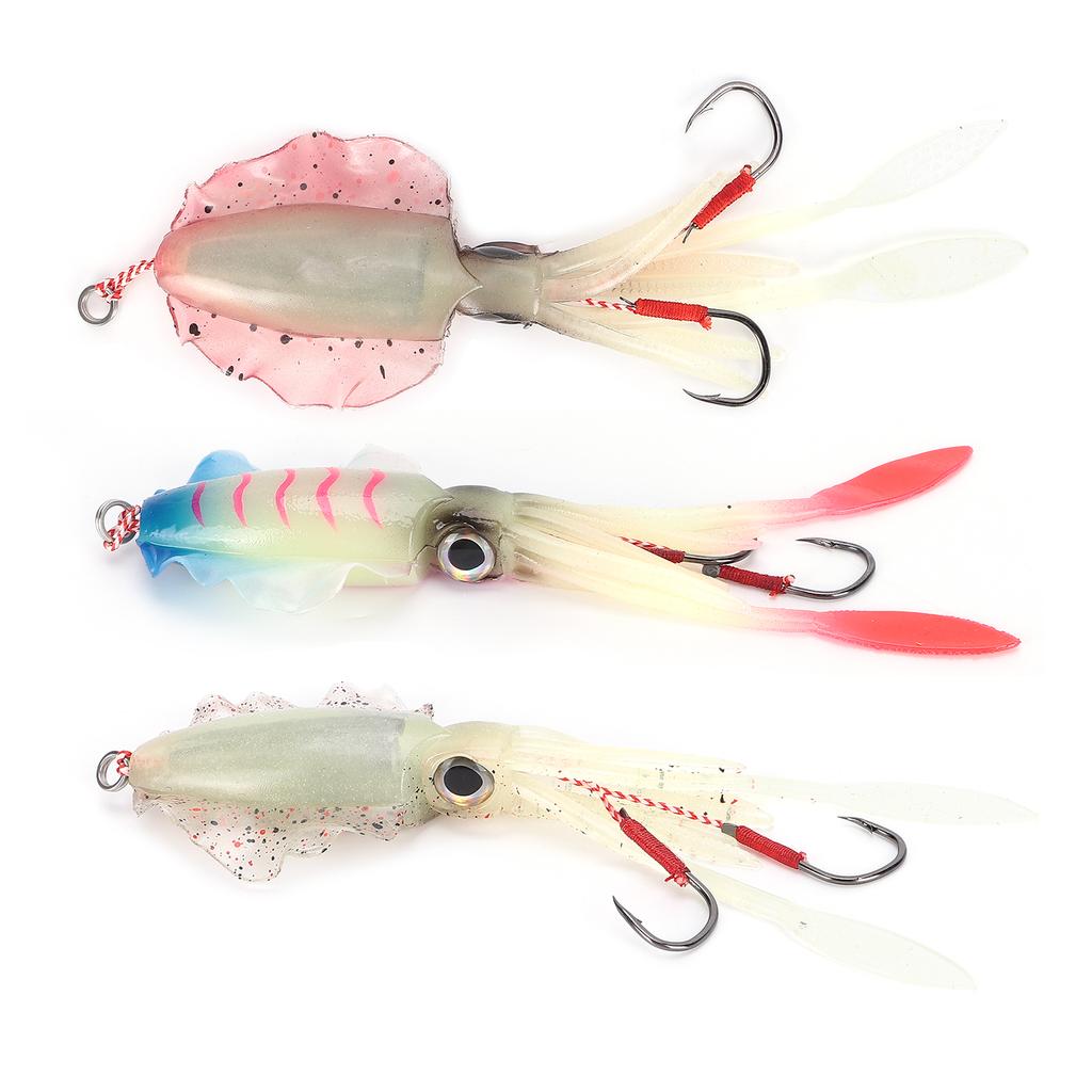 Fishing Squid Lure Octopus UV Luminous Squid Jigs with Hook Fishing Wobbler Bait Soft Lure