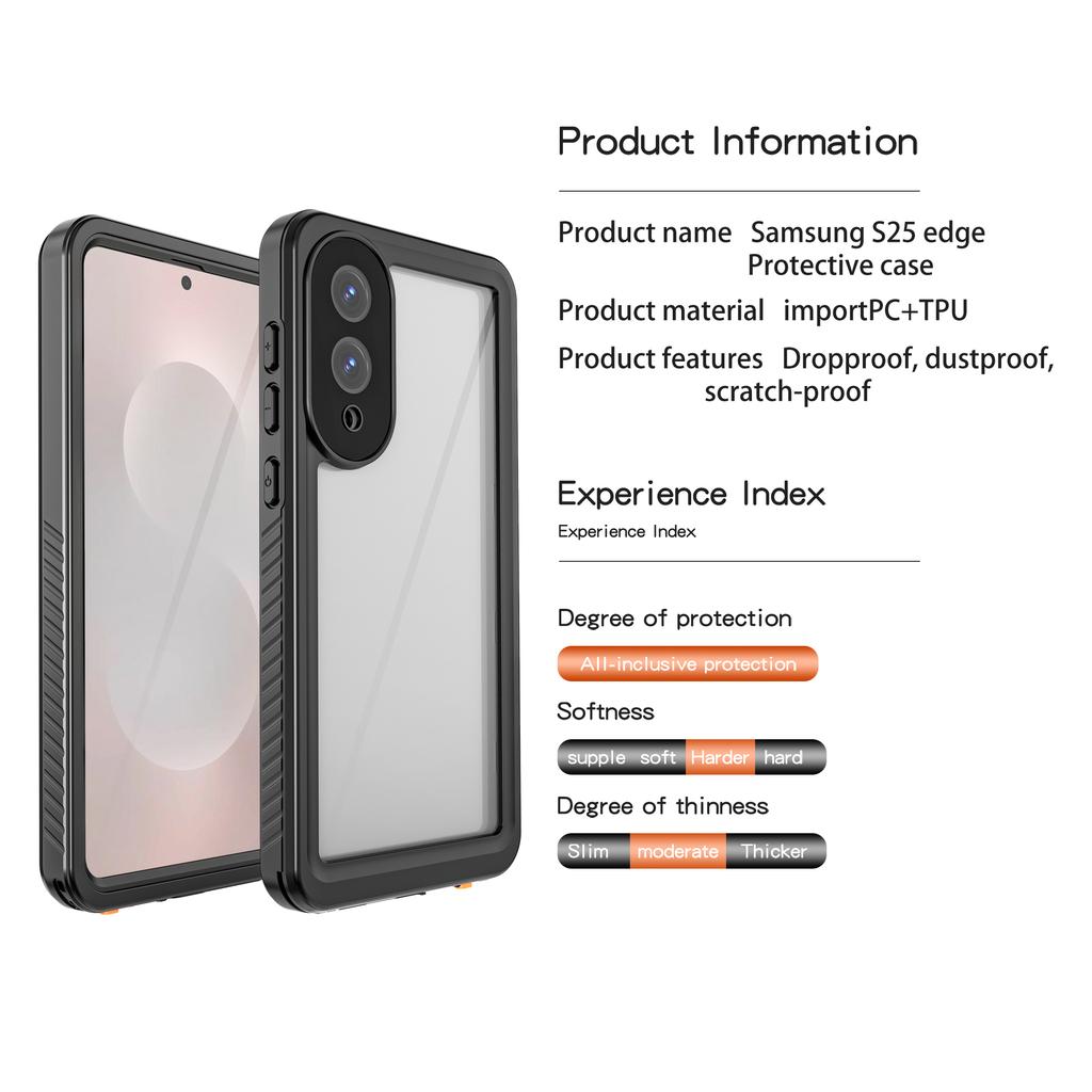REDPEPPER FS/FM Series For Samsung Galaxy S25 Edge Waterproof Case IP68 Shockproof Phone Cover