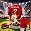 Mbappe Co-branded One Piece Cartoon Sweatshirt, Outdoor Football Sweatshirt, Quick Dry Men's T-shirt + Shorts, Children's Suit