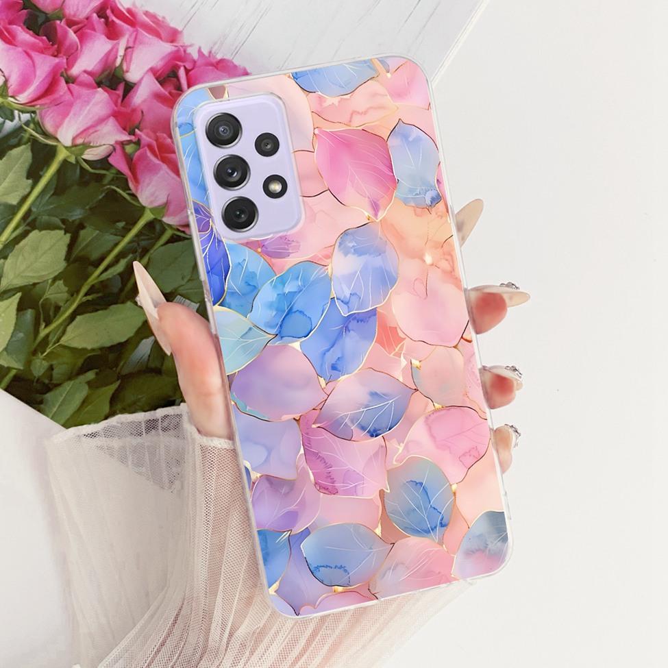 Transparent For Samsung Galaxy A72 4G Case Cute Fashion Flowers Funny Painted Casing For Samsung A72 4G SM-A725M SM-A725F Cover