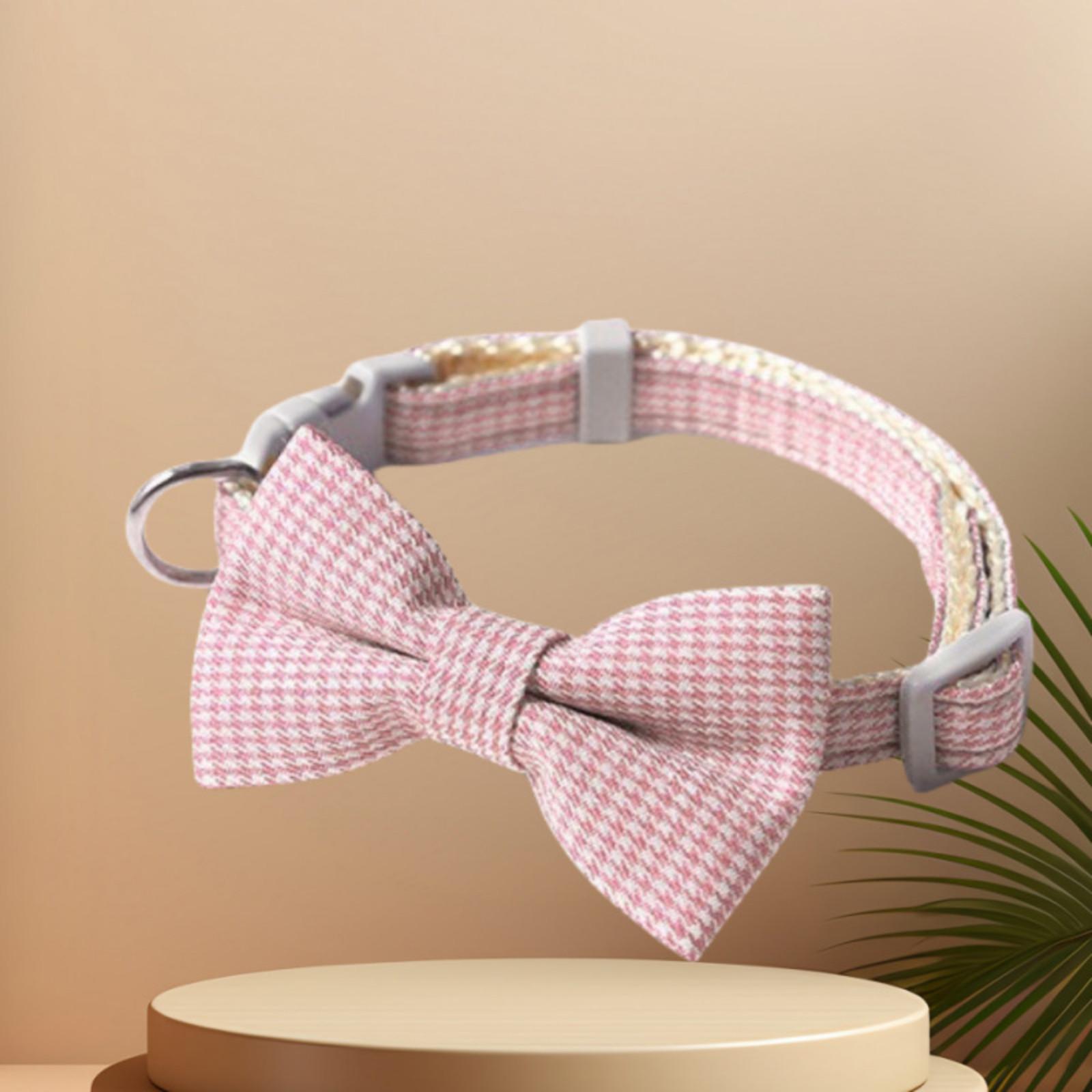 

Ошейник для домашних животных, бант с узором «гусиная лапка», ошейник для кошек, для маленьких и средних кошек и собак, универсальный ошейник с защитой от удушения, регулируемый ошейник для собак One Size розовый