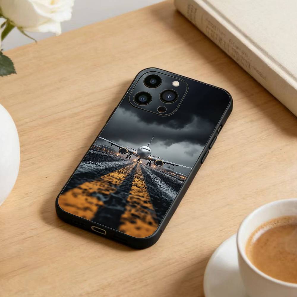 A-Airplane  Phone Case For iPhone 17 16 15 14 13 12 Max Plus Silicone Black Cover
