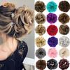 MEIFAN Synthetic Messy Straight Hair Bun Extensions Elastic Band Fluffy Hair Chignon Scrunchy Wrap Updo False Hairpiece For Wome