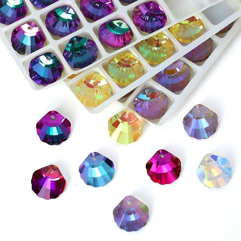 12Pcs Austria Crystal Pendant Loose Rhinestone Beads Charms Glass Jewelry Gems Stones for DIY Necklace Jewelry Making 11Styles