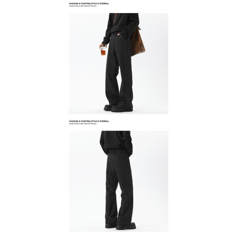 Men Cleanfit Black Draped Loose Straight Flared Casual Pants